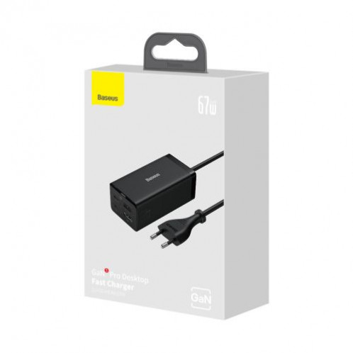 Baseus Travel Charger GaN5 Pro Fast Charger C+C+U+HDMI with Power Cable 1.5m + Type-C to Type-C cable (1m, 100W, 40Gb/s), Black EU (CCGP110201) DA4790884-04