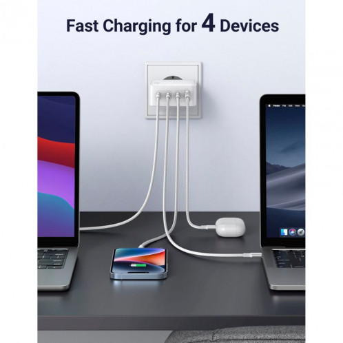 UGREEN USB-A+3xUSB-C 100W GaN Tech Fast Wall Charger EU White 784436-06