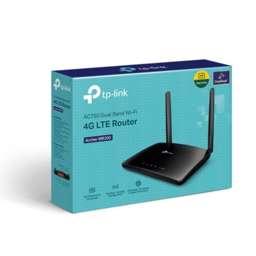 TP-Link Wi-Fi Router Archer MR200 AC750, 750Mbps, LAN/WAN, 802.11ac, Black EU DP5300173-02