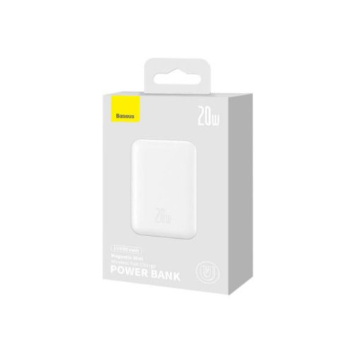 Baseus Power Bank Magnetic Mini Wireless Quick charging (With Xiaobai Type-C to Type-C 60W (20V/3A) MagSafe 15W / PD 20W, 10000 mAh, White (PPCX070002) DA2481387-014