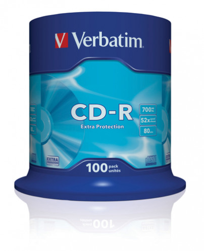 1x100 Verbatim Data Life CD-R 80 700MB, 52x Speed, Spindel 739634-02