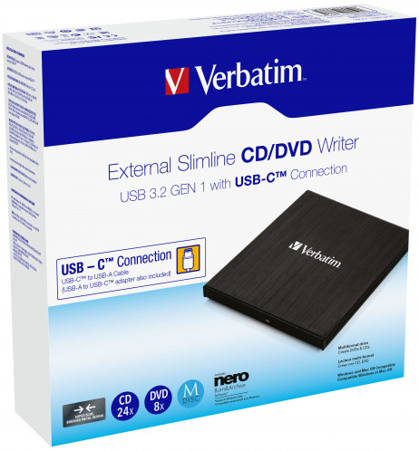 Verbatim Graveur Slimline CD/DVD ReWriter USB-C 43886 562767-09