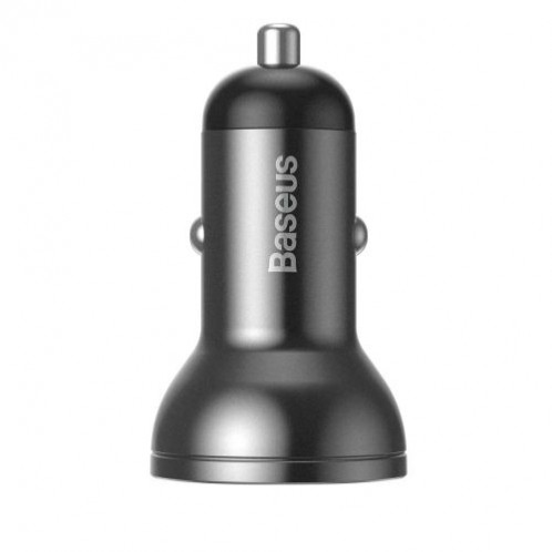 Baseus Car Charger Digital Display 2xUSB with 3-in-1 Cable 1.2m, 24W 4.8A, Black/Gray (TZCCBX-0G) DA720141-08