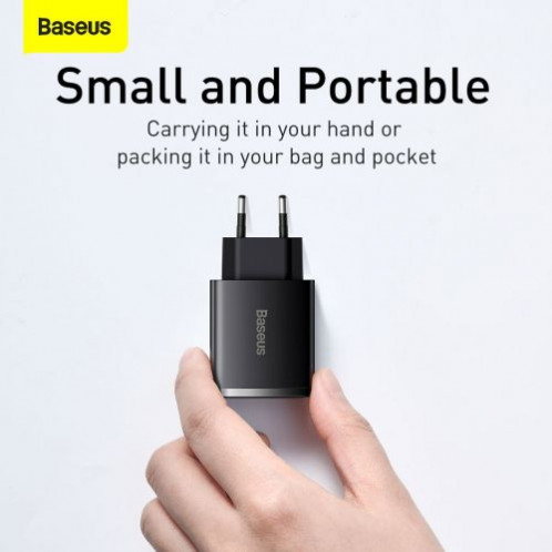 Baseus Travel Charger Compact Quick Charger U+U+C PD3.0, QC 3.0 30W EU Black (CCXJ-E01) DA897422-015