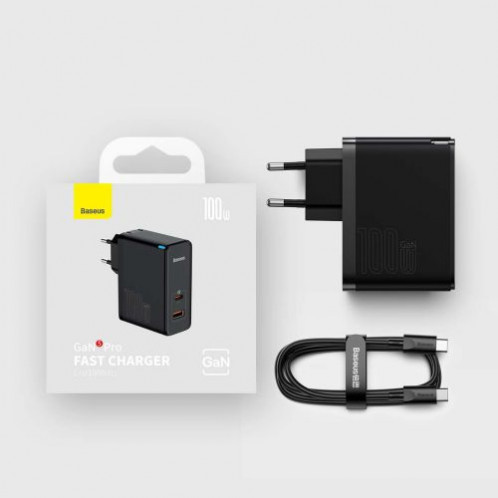 Baseus Travel Charger GaN5 Pro Quick wall charger C+U, PD3.0, QC4.0 +, AFC, 100W EU White (CCGP090202) DA3508372-024
