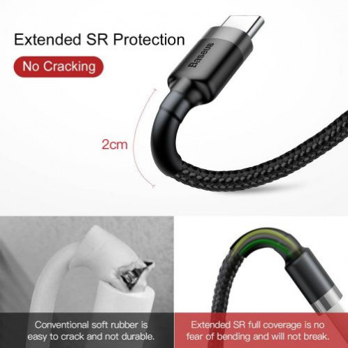 Baseus Type-C Cafule cable 2A, 3m Gray/Black (CATKLF-UG1) DA338609-016
