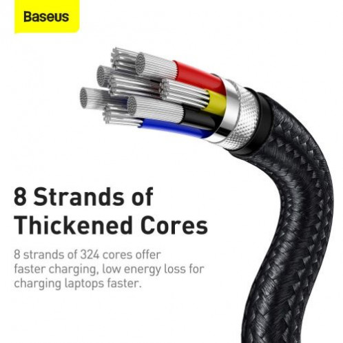 Baseus Type-C Type-C cable Cafule Series Metal Fast charge/data 100W (20V/5A) 2m Black (CATJK-D01) DA442698-011