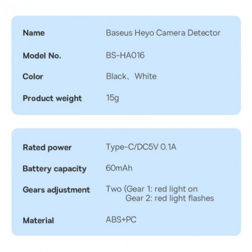 Baseus Home Heyo portable hidden camera detector Black (FMHY000001) DA566242-025