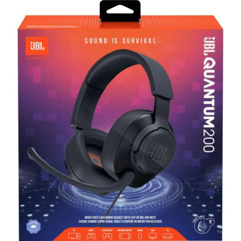 JBL Quantum 200 Headphone Wired Gaming Headset with Microphone, Black EU DB3200474-03