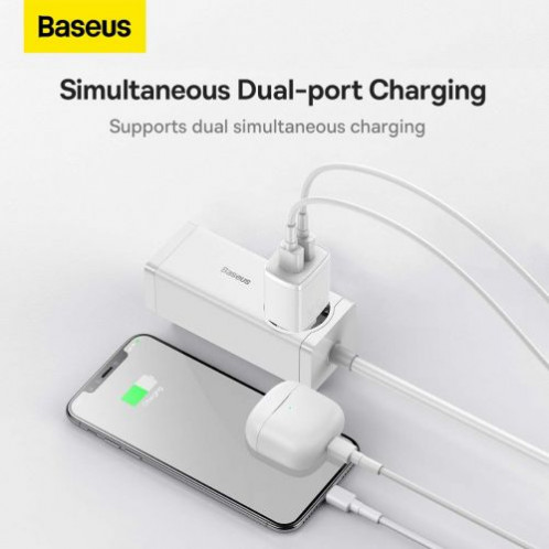 Baseus Travel Charger Compact wall Charger U+U, 10.5W EU White (CCXJ010202) DA390387-017