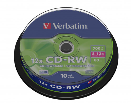 1x10 Verbatim CD-RW 80 / 700MB 10x Speed, Spindel 643781-04