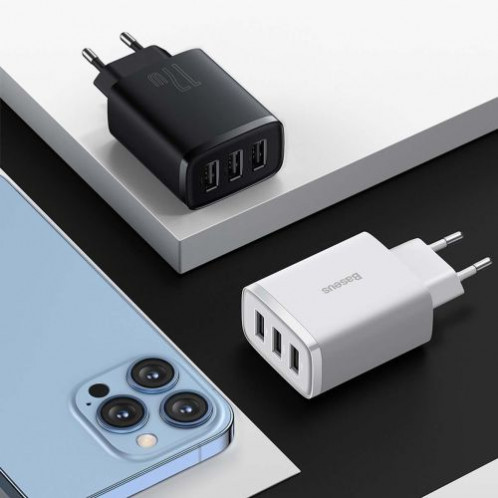 Baseus Travel Charger Compact wall Charger U+U+U, 17W EU black (CCXJ020101) DA529794-018
