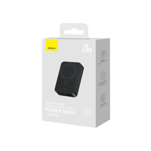 Baseus Power Bank Magnetic Mini (MagSafe Compatible), 20W, 10000 mAh, with Type-C Cable, 0.30m, Black EU (PPCX150001) DA3587516-02