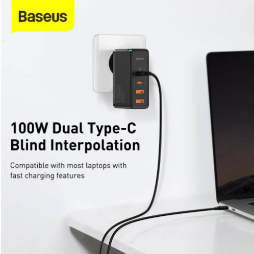 Baseus Travel Charger GaN2 Pro Quick wall charger C+C+U+U, PD 3.0, QC 4.0+, 100W EU Black (CCGAN2P-L01) DA3335982-019