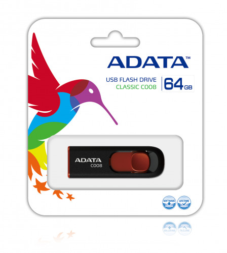 ADATA USB 2.0 C008 noir 64GB AC008-64G-RKD 126200-03