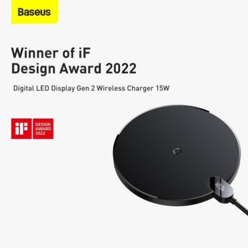 Baseus Wireless Charger Gen 2 Digital LED Display, 15W, Black (CCED000001) DA991903-017