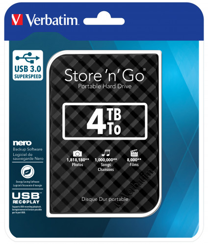 Verbatim Store n Go 2,5 4TB USB 3.0 noir Gen 2 53223 257686-05