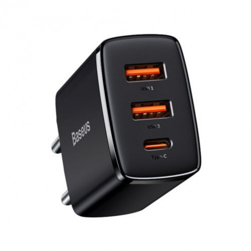Baseus Travel Charger Compact Quick Charger U+U+C PD3.0, QC 3.0 30W EU Black (CCXJ-E01) DA897422-015