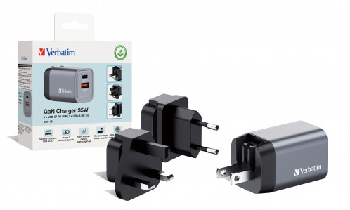 Verbatim GNC-35 GaN Chargeur 34W 1xUSB-C PD, 1xUSB-A QC 3.0 32200 871782-010