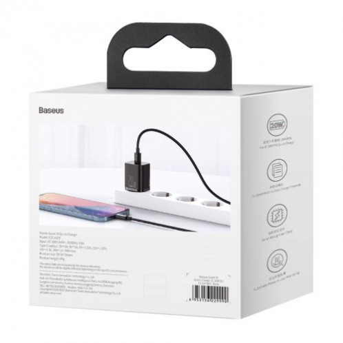 Baseus Travel Charger set Super Si 1C PD Fast charger 20W EU Black (CCSUP-B01) DA685758-012