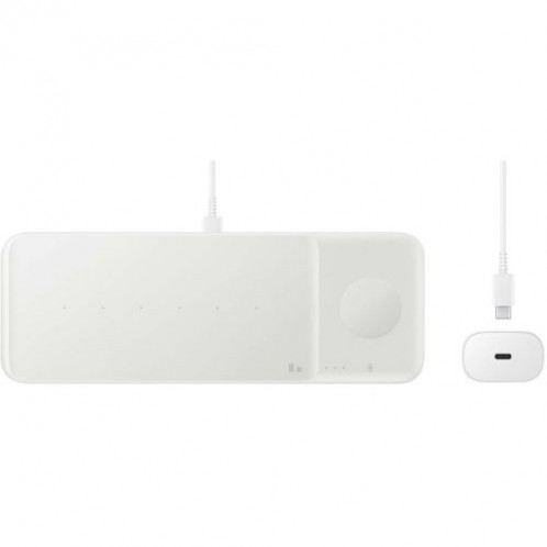 Samsung Wireless Charger Trio Pad 3-in-1, 9W EP-P6300 with Travel charger (25W) + USB cable, White (EP-P6300TWEGEU) DA3550374-03