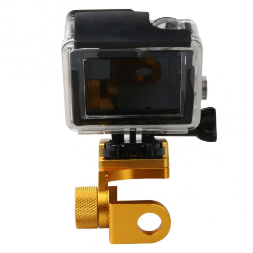 Miroir de rétroviseur de moto Support de support fixe en alliage d'aluminium CNC pour GoPro HERO4 / 3 + / 3, Xiaomi Xiaoyi, caméra SJCAM (Gold) SM006J5-07