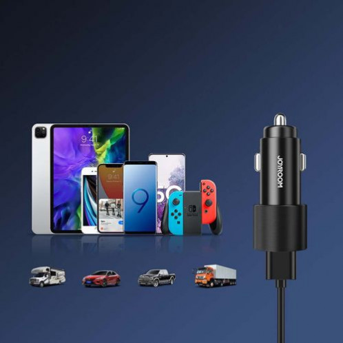Joyroom Car Charger U+U, 24W, LED Light, Black (JR-CL10) DO313403-07