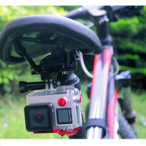 PULUZ Outdoor Photography Support d'aluminium en alliage d'aluminium pour siège de vélo pour appareil photo GoPro & Xiaomi Xiaoyi YI Sport Action (Noir) SP181B4-07