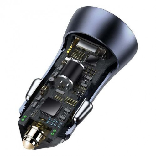 Baseus Car Charger Golden Contactor Pro with (USB/Type-C cable 5A), 2xUSB Quick Charge, SCP, FCP, AFC 40W Gray (TZCCJD-A0G) DA69243-04