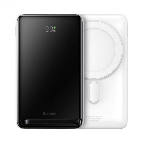 Baseus Power Bank Magnetic Wireless charging (With Xiaobai Type-C to Type-C 60W(20V/3A) 0.5m) MagSafe 15W / PD 20W, 10000 mAh, White (PPCX000202) DA3037302-019