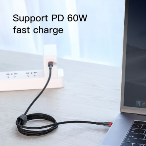 Baseus Type-C Type-C cable Cafule PD2.0 60W Flash charging (20V 3A) 1m Red/Black (CATKLF-G91) DA207856-014