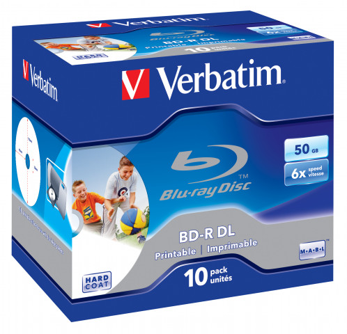 1x10 Verbatim BD-R Blu-Ray 50GB 6x Speed printable boîtier 478121-00