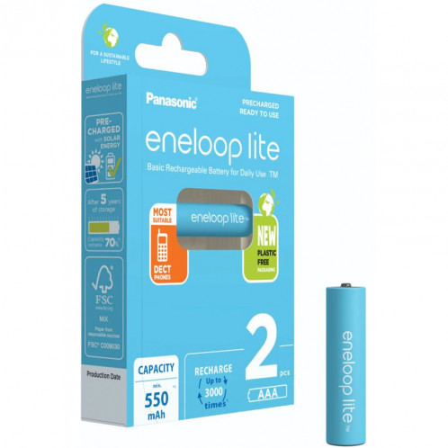 1x2 Panasonic Eneloop lite Micro 550mAh AAA Ni-MH BK-4LCCE/2BE 762680-05