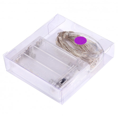 5m 6W 50 LED SMD 0603 IP65 Waterproof 3 x AA Batteries Box Silver Wire String Light Lampe Fairy Lampe Décorative, DC 5V (Purple Light) S516PL5-07