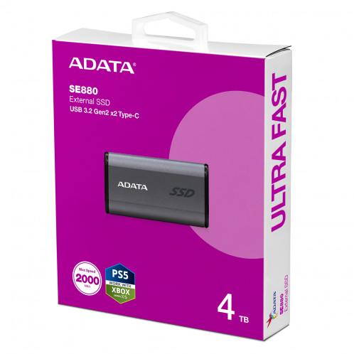ADATA Externe SSD SE880 4TB ELITE gris R/W 2000/2000 887329-013
