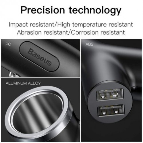 Baseus Car Charger Y-type dual USB + cigarette lighter extended, 3.4A, Black (CCALL-YX01) DA508800-010