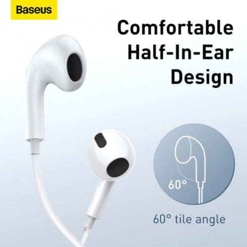 Baseus Earphone Encok H17 in-ear wired earphone with 3.5mm jack wired headphones White (NGCR020002) DA299923-016