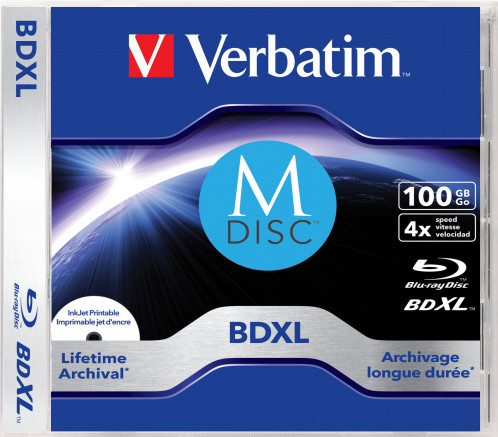 1x5 Verbatim M-Disc BD-R Blu-Ray 100GB 4x Speed imprimable JC 199768-03