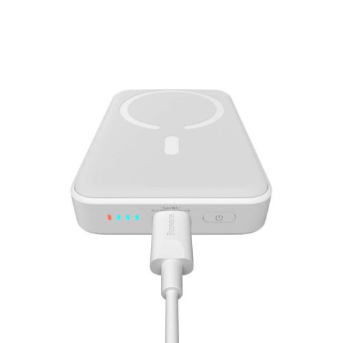 Baseus Power Bank Magnetic Mini Wireless Quick charging (With Xiaobai Type-C to Type-C 60W (20V/3A) MagSafe 15W / PD 20W, 10000 mAh, White (PPCX070002) DA2481387-014
