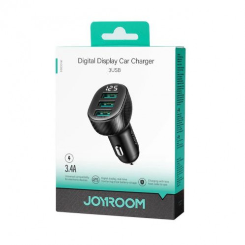 Joyroom Car Charger with Digital Display, U+U+U, 17W, Black (JR-CCD03) DO451902-02