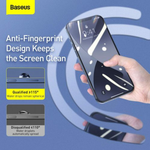 Baseus iPhone 12 mini 0.25 mm Full-screen full-glass Tempered Glass (2pcs) Black (SGAPIPH54N-KC01) DA18154-016