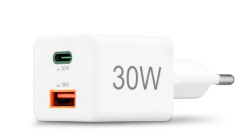 Hama Mini chargeur rapide PD 30W 1xUSB-C/1xUSB-A blanc 201992 140900-018