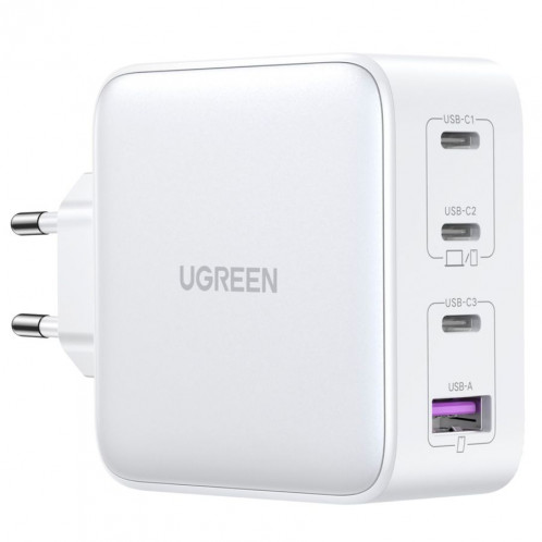 UGREEN USB-A+3xUSB-C 100W GaN Tech Fast Wall Charger EU White 784436-06