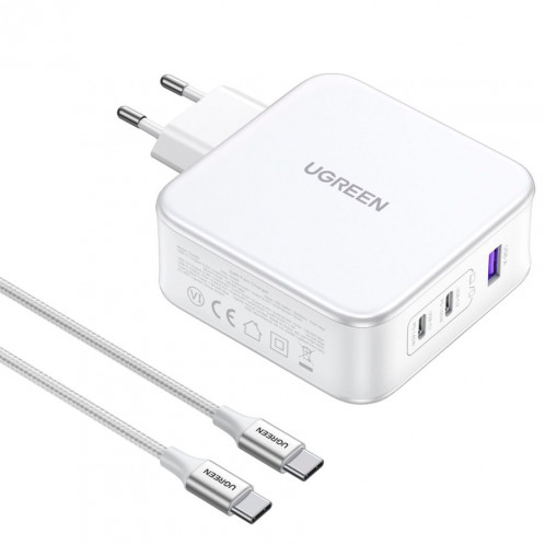 UGREEN Nexode USB-A+2*USB-C 140W GaN Fast Charger+USB-C Cable wht 784443-06