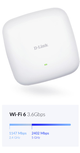D-Link AX3600 Wi-Fi 6 Dual-Band PoE Access Point 158953-011