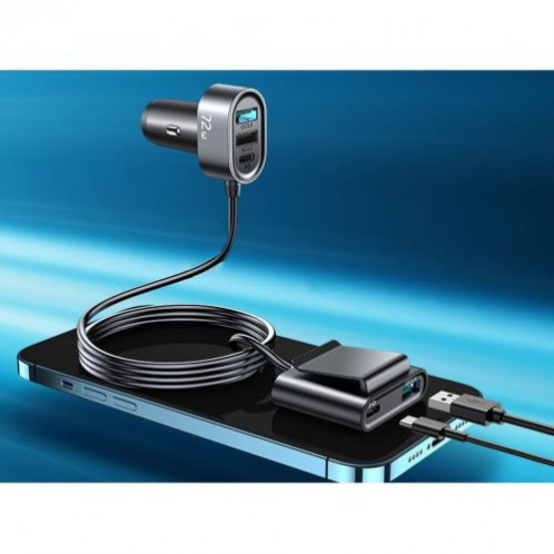 Joyroom Car Charger 5-in-1, C+C+U+U+U, QC 3.0, PD 3.0, FCP, AFC, 12V/24V, 72W, Black (JR-CL05) DO843138-016