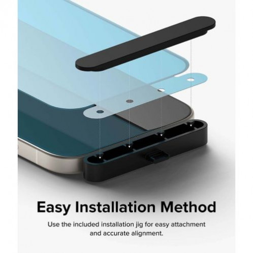 Ringke iPhone 15 Plus Screen Protector Premium Tempered Glass 9H with installation jig Transparent DI458215-014