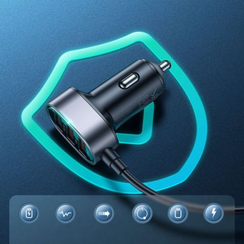 Joyroom Car Charger 5-in-1, U+U+U+U+U 45W, Black (JR-CL03-PRO) DO651714-08