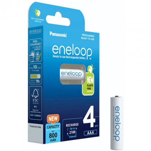 1x4 Panasonic Eneloop Micro AAA 800mAh BK-4MCDE/4BE 762582-04