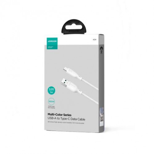Joyroom USB Type-C Multi-Color Series Fast Charging and Data Cable, 100W, 1m, White (S-A34) DO173928-03